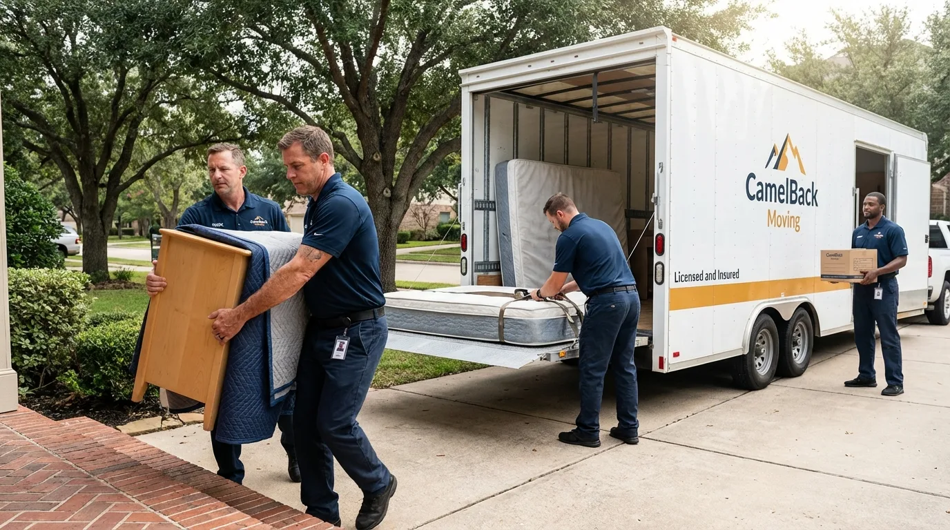 Crew loading residential truck for cross-state move from Eatonton, GA