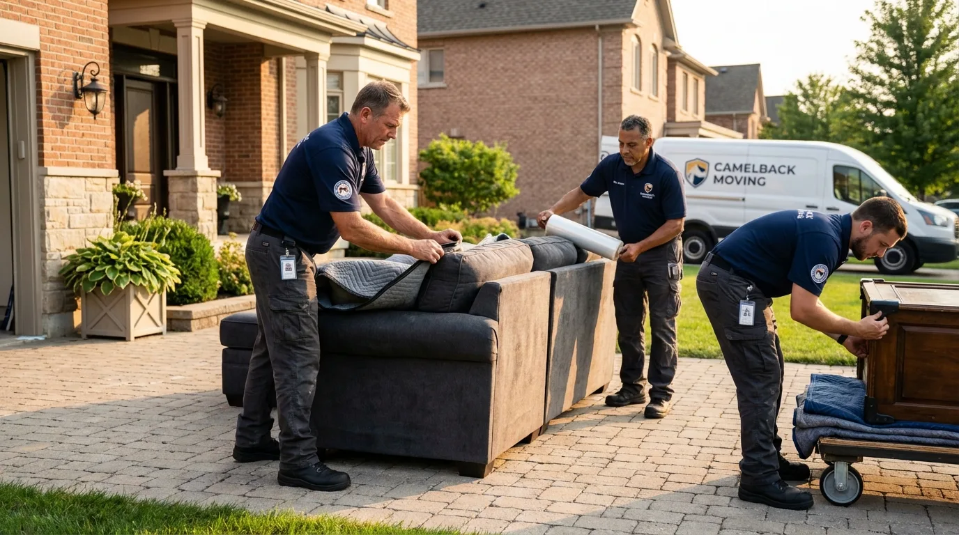 Large estate moving crew wrapping furniture in Eatonton, GA