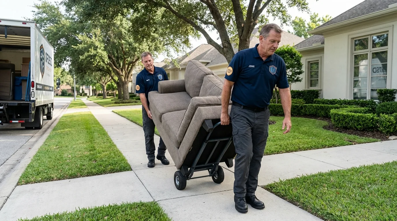 Local residential moving crew loading furniture in Eatonton, GA