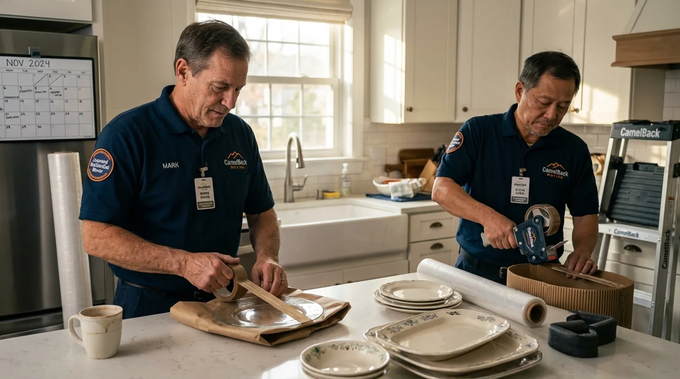 Professional crew packing kitchen dishware in Eatonton, GA